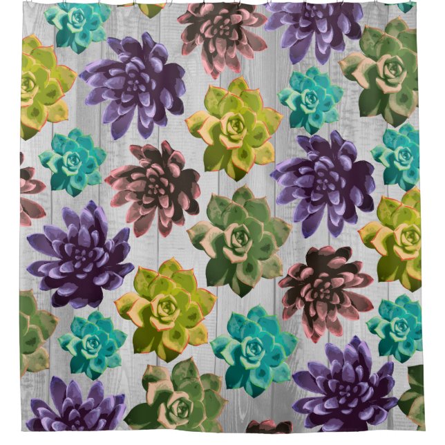 Rustic Succulents & Light Grey Wood Planks (Front)