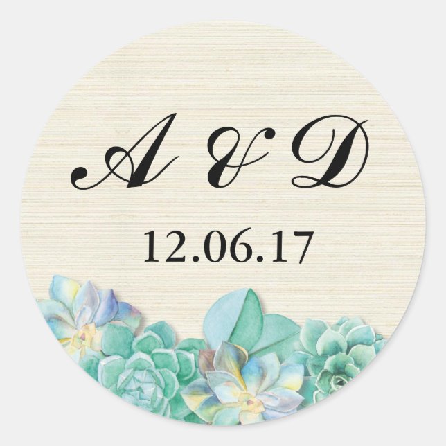 Rustic Succulents Rustic Lights Stickers Étiquette (Devant)
