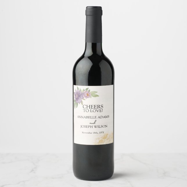 Rustic Summer aesthetic Wildflower Wedding Wine Label (Front)