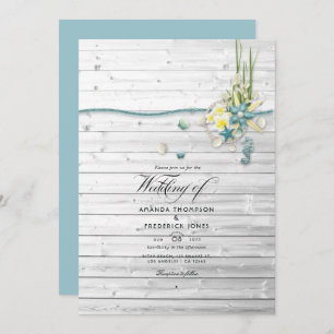 Rustic Summer Beach Wedding Photo Invitation