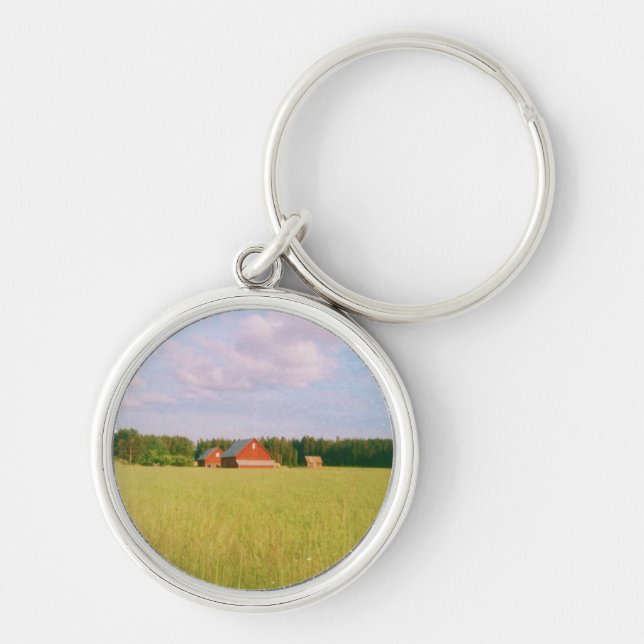 Rustic summer field, Helsingia, Sweden Keychain (Front)