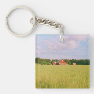 Rustic summer field, Helsingia, Sweden Keychain