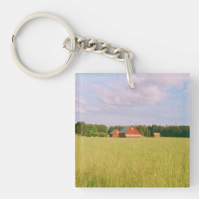 Rustic summer field, Helsingia, Sweden Keychain (Front)