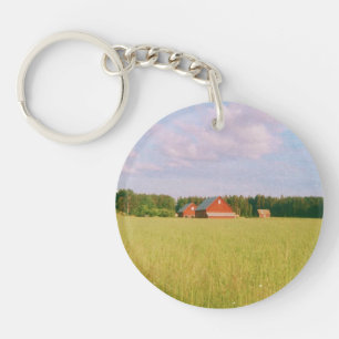 Rustic summer field, Helsingia, Sweden Keychain