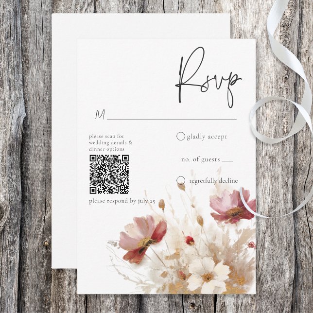 Rustic Summer Field of Wildflowers RSVP Card (Creator Uploaded)