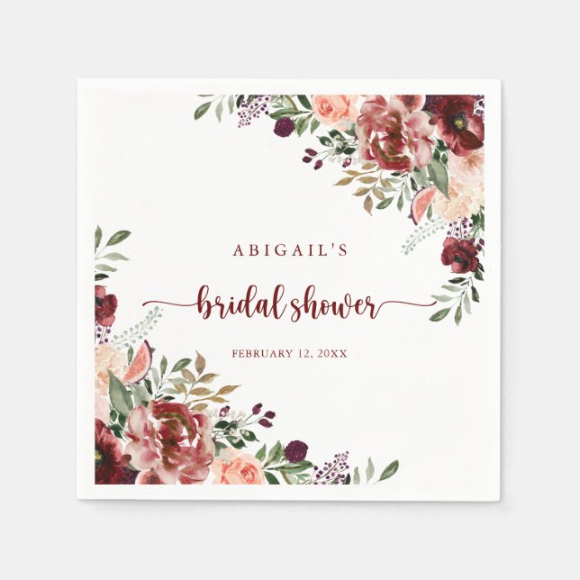 Rustic Summer Floral Bridal Shower Napkins (Front)