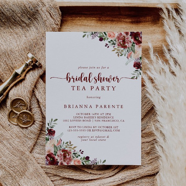 Rustic Summer Floral Bridal Shower Tea Party  Invitation (Creator Uploaded)