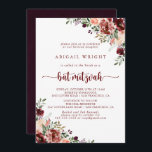Rustic Summer Floral Calligraphy Bat Mitzvah Invitation<br><div class="desc">This rustic summer floral calligraphy bat mitzvah invitation is perfect for a modern bat mitzvah. The design features burgundy,  pink and blush watercolor flowers with green leaves in a brownish stained background.</div>