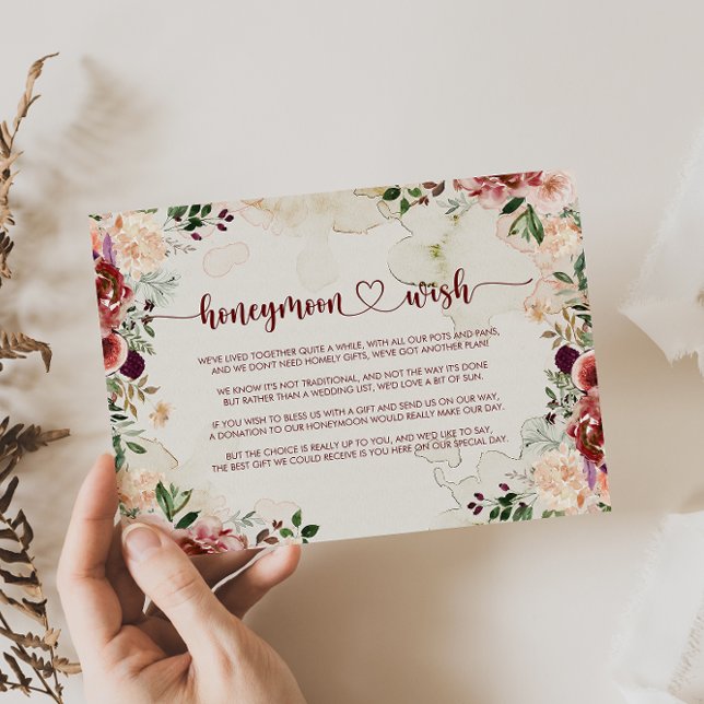 Rustic Summer Floral Calligraphy Honeymoon Wish  Enclosure Card (Creator Uploaded)