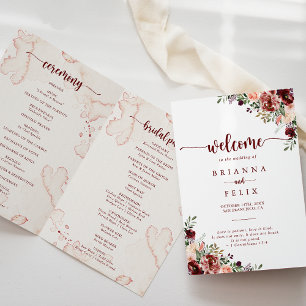 Rustic Summer Floral Folded Wedding Program