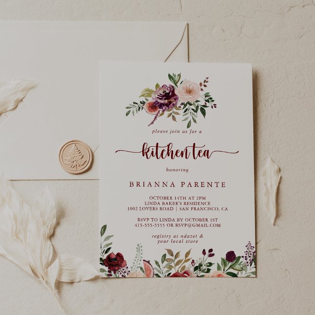 Rustic Summer Floral Kitchen Tea Bridal Shower   Invitation (Creator Uploaded)