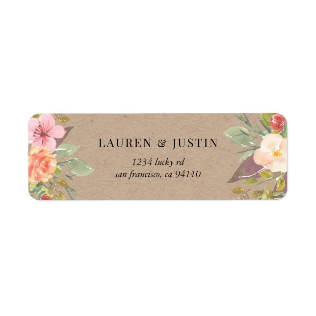 Rustic Summer Floral Return Address Label (Front)