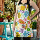 Rustic Summer Fruit Pattern Apron<br><div class="desc">Your monogram initial on this apron featuring a modern fruit pattern of pineapples, pears, oranges, cherries, papaya, grapes, kiwis and peaches. You can put this design on other products, too!</div>