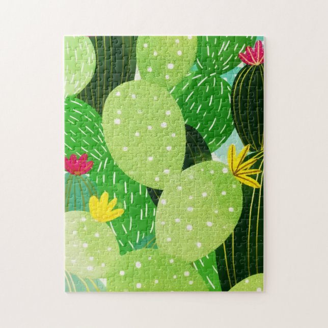 Rustic Summer Greenery Succulent Glitter Jigsaw Puzzle (Vertical)