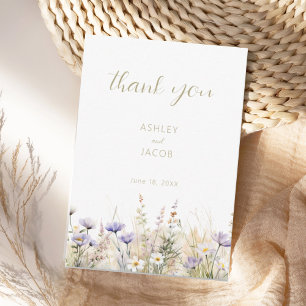 Rustic Summer Meadow Wildflower Wedding Thank You  Invitation