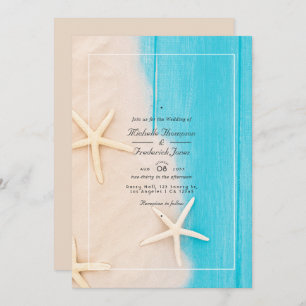 Rustic Summer  QR Code RSVP Beach Wedding Invitation