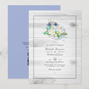 Rustic Summer QR Code RSVP Beach Wedding Invitation