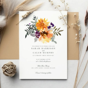 Rustic Summer Sunflower Wildflower Wedding Invitation