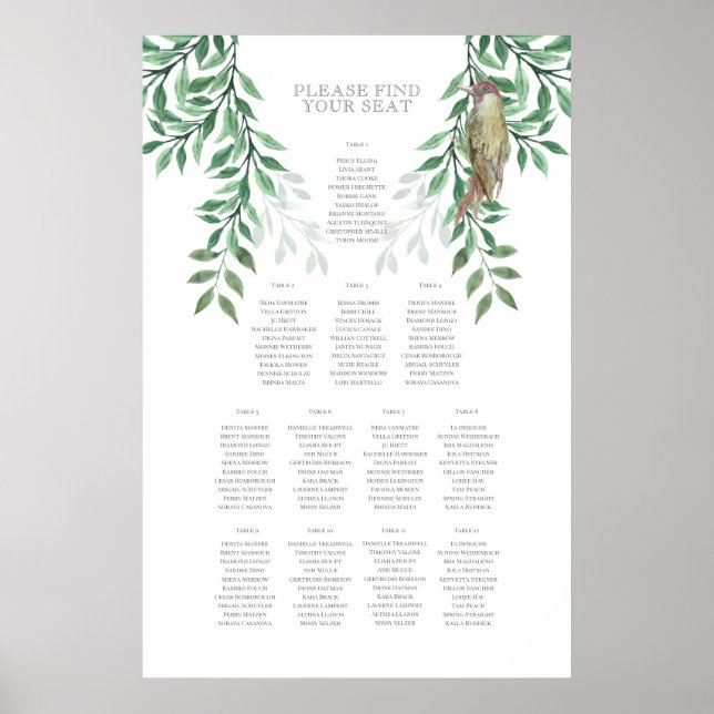 Rustic Summer Wedding Seating Chart (Front)