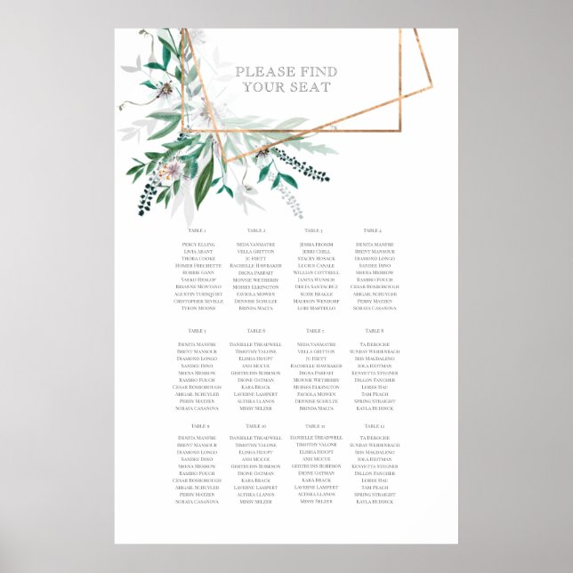 Rustic Summer Wedding Seating Chart (Front)