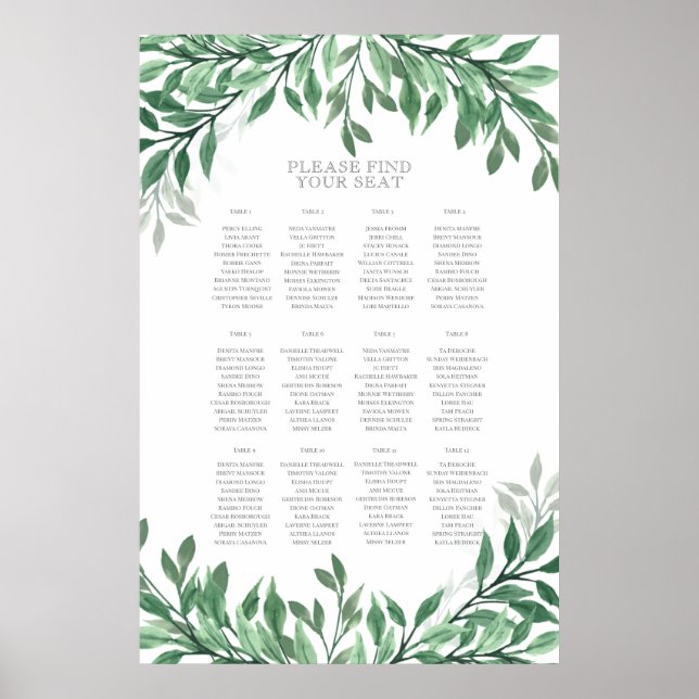 Rustic Summer Wedding Seating Chart (Front)