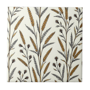 Rustic Sun-Drenched Wheat and Wildflower Field  Tile