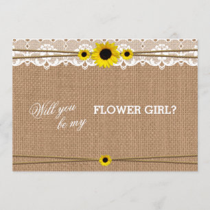 Rustic Sun Flower Will You Be My Flower Girl Invitation