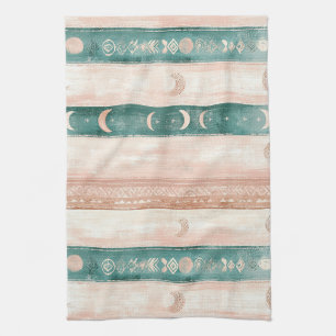 Rustic Sun Moon Pattern for Spiritual Living Kitchen Towel