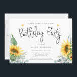 Rustic Sunflower 90th Birthday Party Invitation<br><div class="desc">This fun design is perfect for your special event. This design features a white background with script lettering,  sunflowers,  and whimsical hearts.
Artwork/graphics by ReachDreams.etsy.com</div>