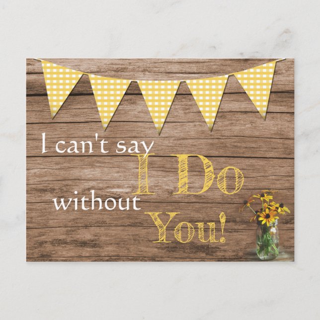 Rustic Sunflower and Gingham bridesmaid invitation (Front)