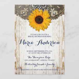 Rustic Sunflower and Lace Bridal Shower Invite
