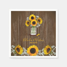 Rustic Sunflower and Mason Jar Wedding Napkin