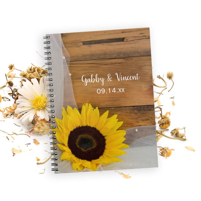Rustic Sunflower and Veil Country Wedding Notebook (Creator Uploaded)