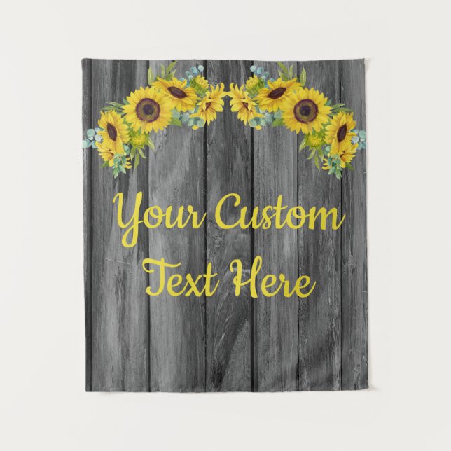 Rustic Sunflower Anniversary Party Backdrop Prop Tapestry (Front)