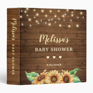 Rustic Sunflower Baby Shower Photo Memory Keepsake Binder