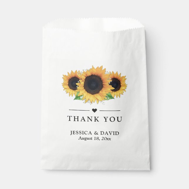 Rustic Sunflower Baby's Breath Eucalyptus Wedding Favour Bag (Front)