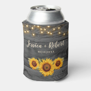 Rustic Sunflower Barn Wedding Can Cooler