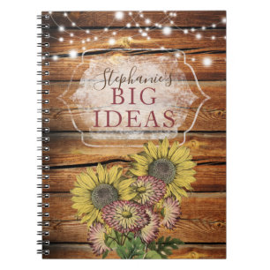 Rustic Sunflower Barn Wood Big Idea Notebook