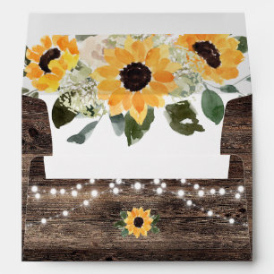 Rustic Sunflower Barn Wood Wedding Return Address Envelope