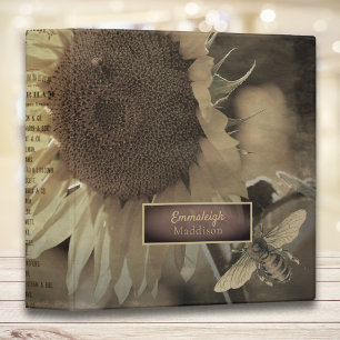 Rustic Sunflower Bees Farm Ephemera Binder