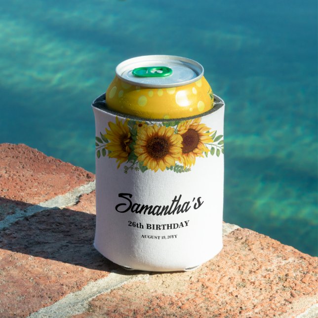 Rustic Sunflower Birthday Can Cooler (In Situ Pool)