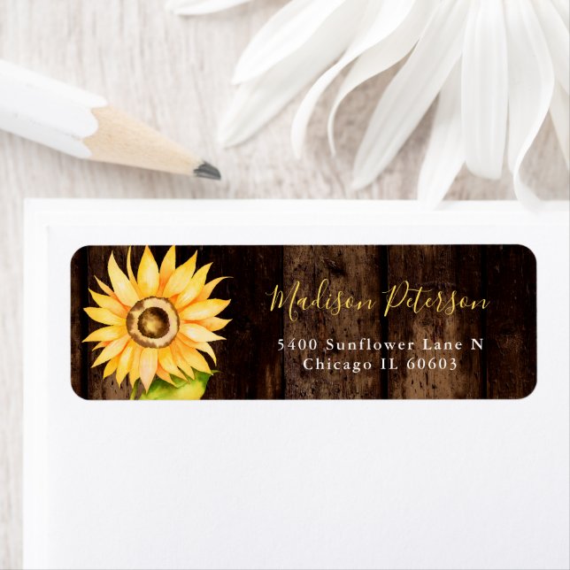 Rustic Sunflower Birthday Return Address (Insitu)