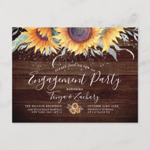 Rustic Sunflower Bloom   Engagement Party Invite Postcard