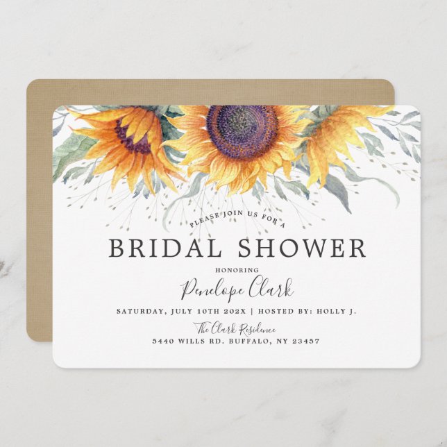 Rustic Sunflower Bloom | Floral Bridal Shower Invitation (Front/Back)