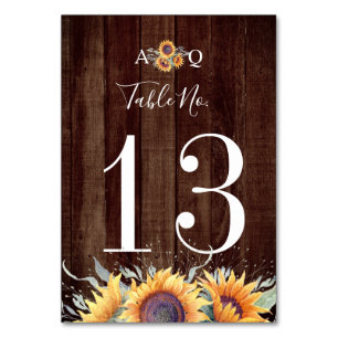 Rustic Sunflower Bloom   Wedding Table Number