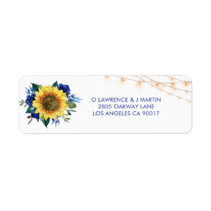 Rustic Sunflower Blue Floral Lights Address