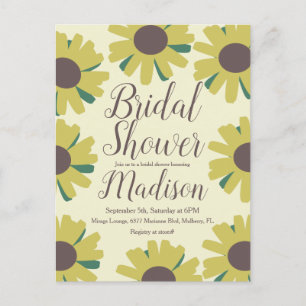 Rustic Sunflower Border Greenery Bridal Shower Postcard