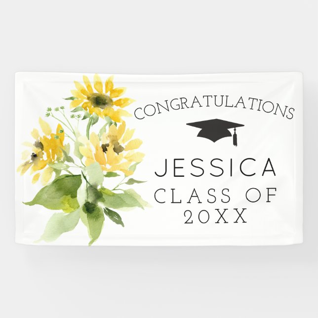 Rustic Sunflower Bouquet Graduation Banners (Horizontal)
