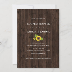 Rustic Sunflower Bouquet Photo Couples Shower Invitation
