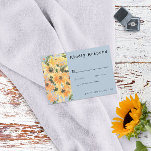 Rustic Sunflower Bouquet Watercolor RSVP Card